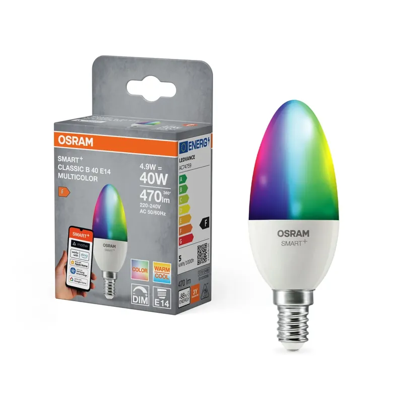 Lampadina a candela LED Osram E14B40 RGBW 4,9 W 470 lm 11,5x3,9 cm Aanbieding