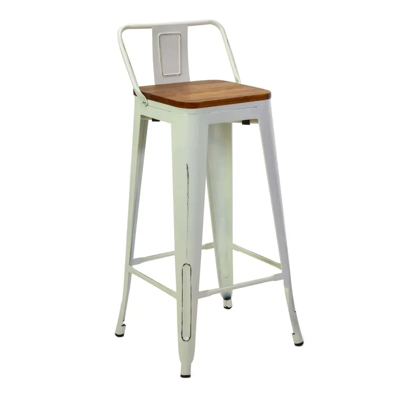 Beste Prijs Sgabello in ferro New Bristol bianco seduta in legno 42x42x77/94 cm