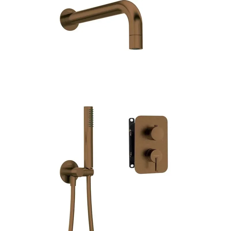 Set doccia incasso Idrostile Limonar con soffione 42 mm bronzo spazzolato Lage Prijs