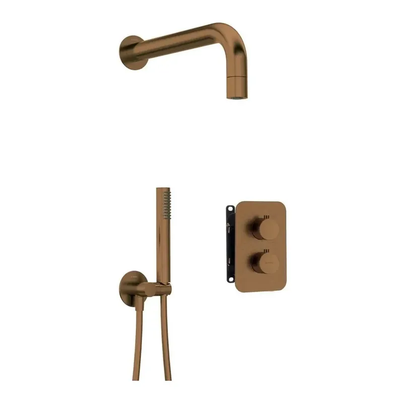 Lage Kosten Set doccia termostatico incasso Idrostile box 42 mm bronzo spazzolato