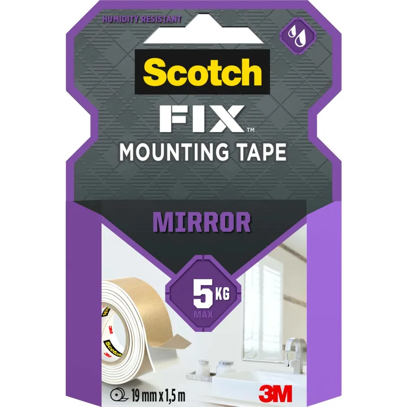 Nastro biadesivo per montaggio specchi Scotch-Fix 19 mm x 1,5 m Hete Deal