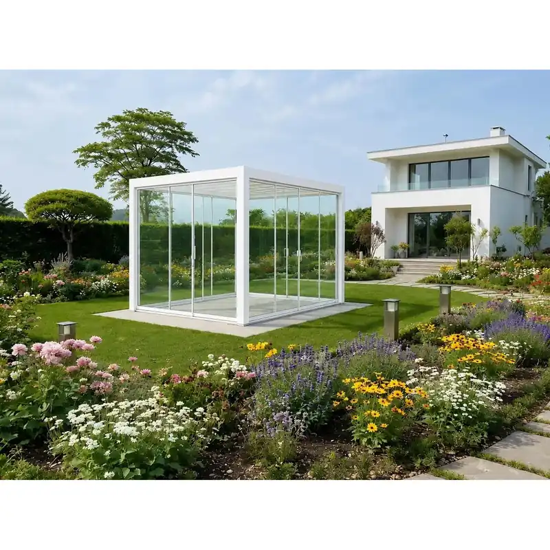 Vetrata fissa pergola Myara 3x2,5 m bianco opaco Merkproduct