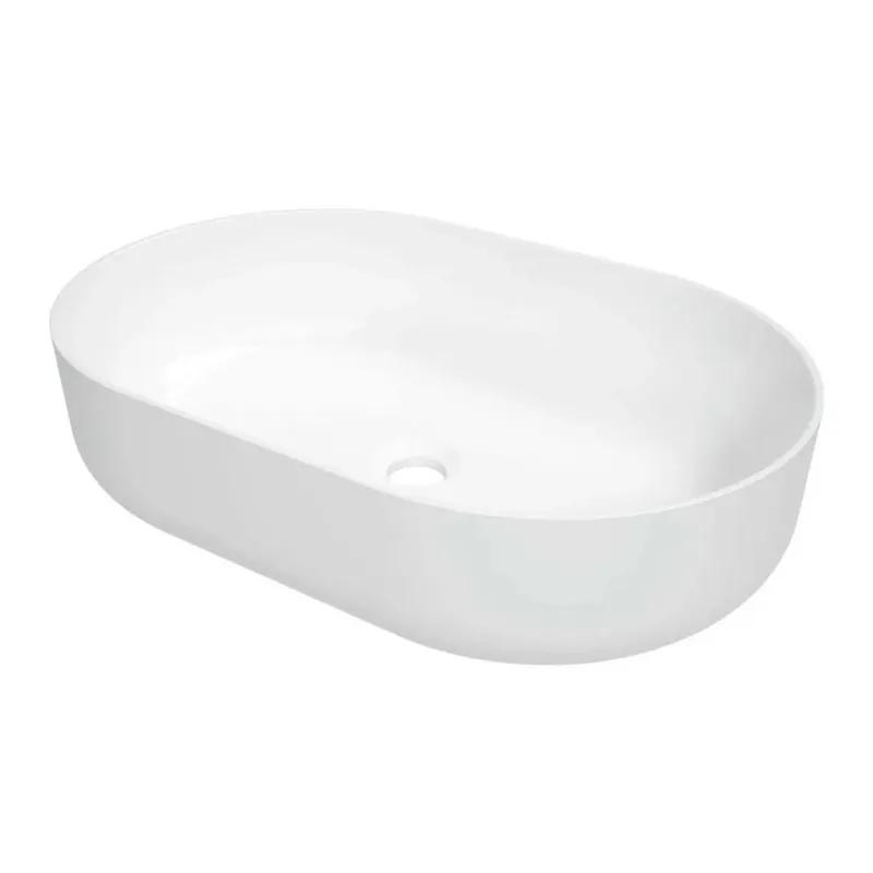 Lavabo da appoggio ovale in ceramica Pálpite Idrostile 580x140 mm Bianco Populair
