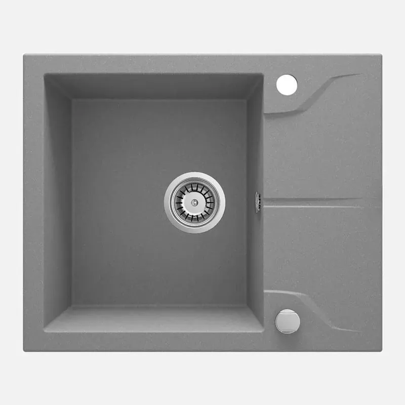 Lavello 1 vasca gocciolatoio quadrato Idrostile Florida 490x194 mm Grigio Met Nieuw