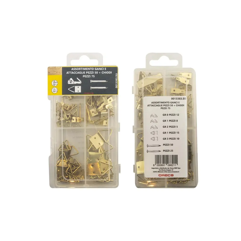 Beperkt Aanbod Assortimento ganci attaccaglie x50 pz e chiodi x75 pz
