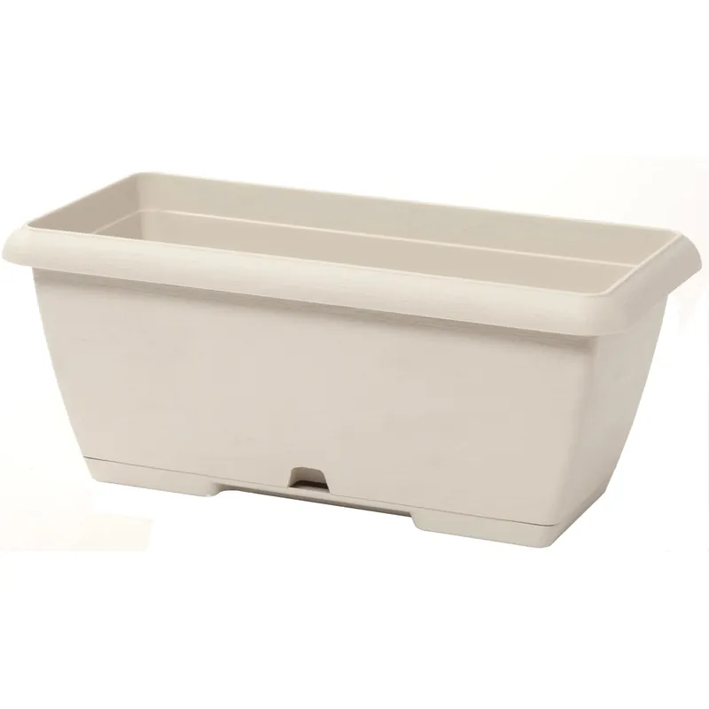 Cassetta Terrae con sottocassetta in plastica 50x20x16,7 cm bianco pietra Must-Have