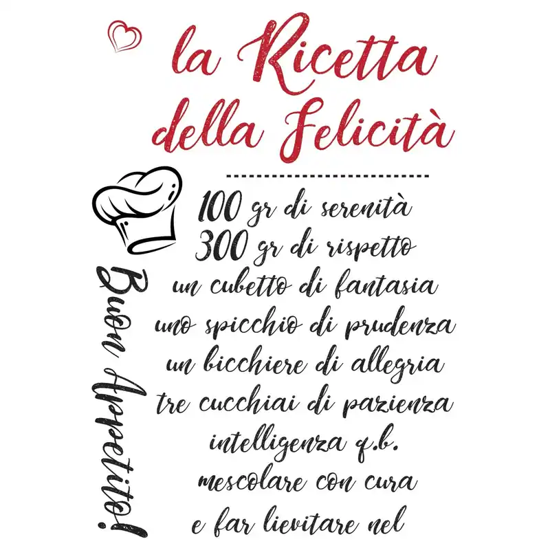 Weekendaanbieding Adesivo da parete Ricetta felicità 47x67 cm