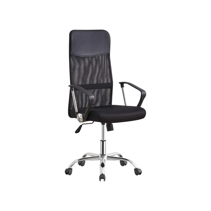 Flitsaanbieding Sedia da ufficio in tessuto con braccioli Nero 61x55x111/121 cm