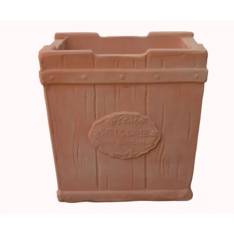 Vaso terracotta quadrato "Welcome" 19x19x18 cm Favoriet