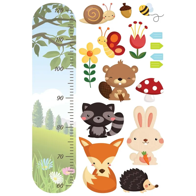Gratis Retour Sticker adesivo Metro della crescita funny animals 47x67 cm