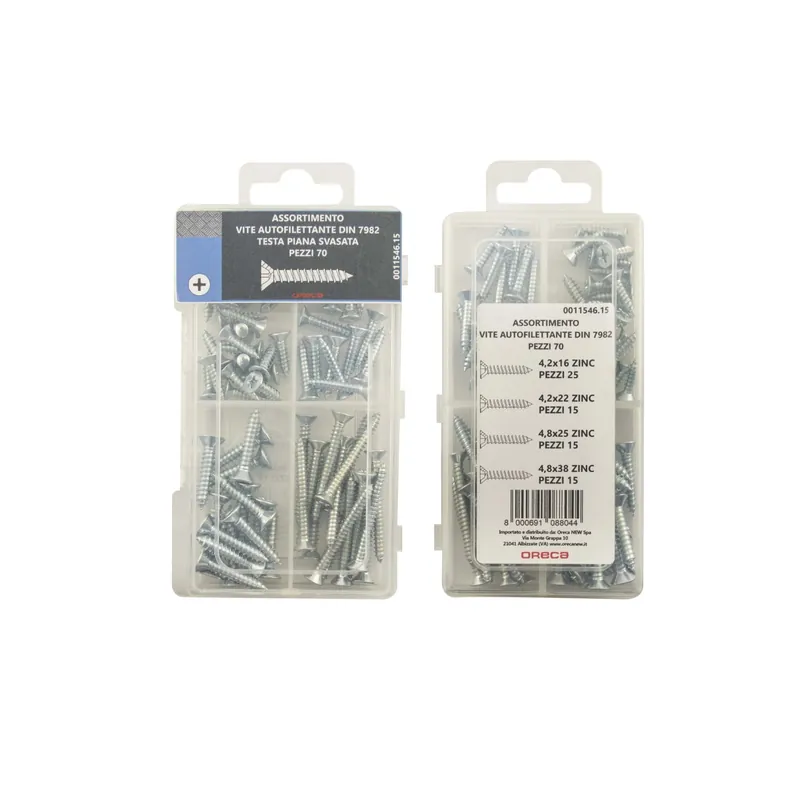 Tijdelijk Beschikbaar Assortimento viti ferro testa piana svasata DIN7982 x70pz