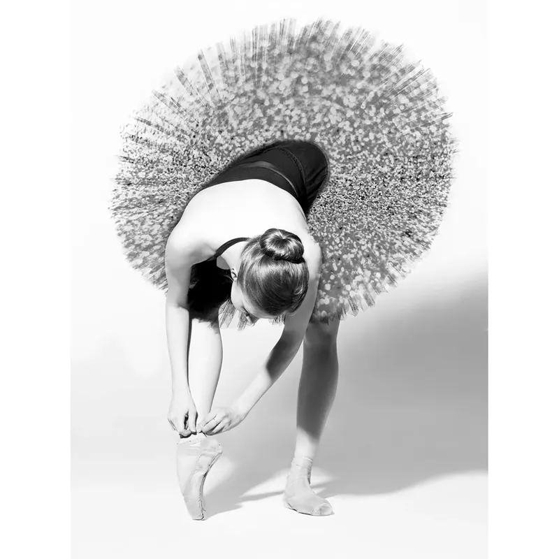 Nu Kopen Tela stampata immagine ballerina in bianco e nero 60x80 cm