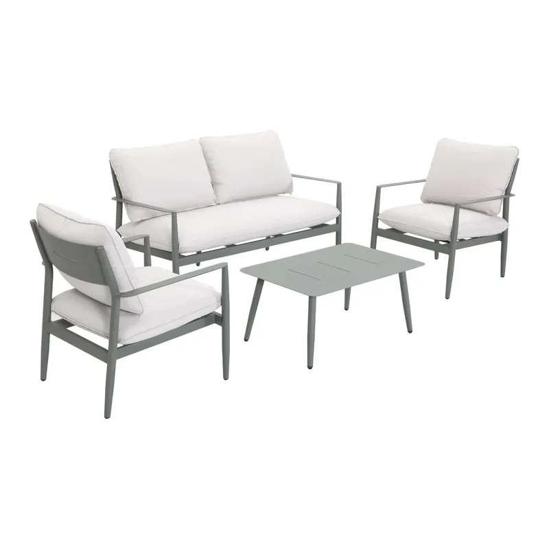 Bestel Nu Salotto da giardino Claremont in acc con cuscini poliestere beige 4 posti
