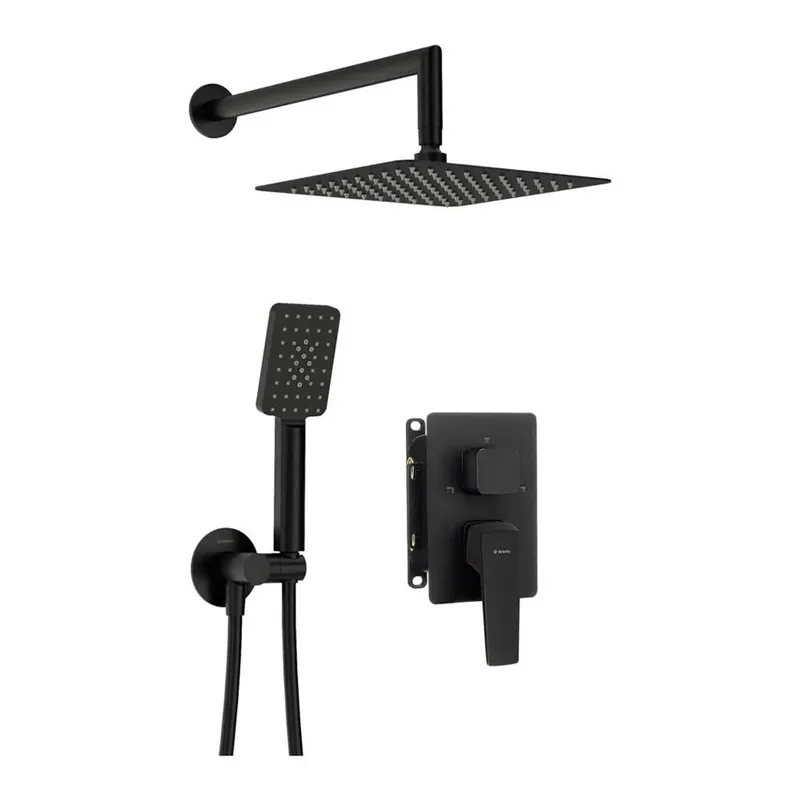 Set doccia incasso Idrostile con box 250x250 mm nero Bestel Nu