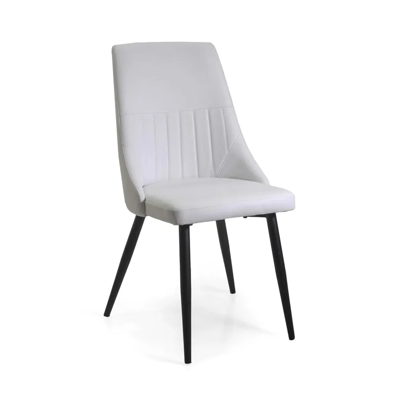 Direct Beschikbaar Sedia in ecopelle Oliver bianco con struttura nera