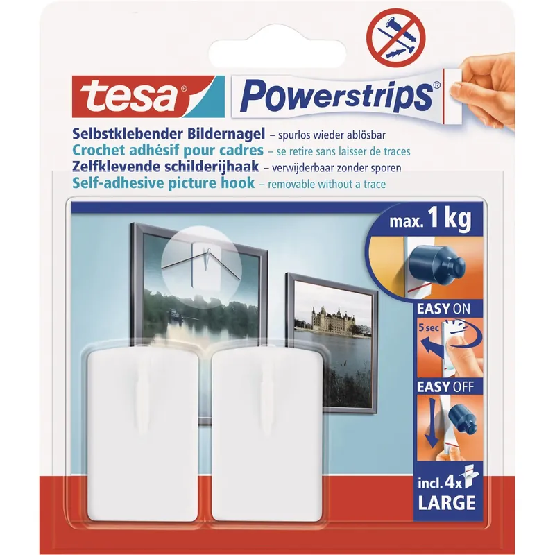 Fabrieksprijs Ganci per quadro Tesa Powerstrips bianco 2 pz + 4 Powerstrips Large
