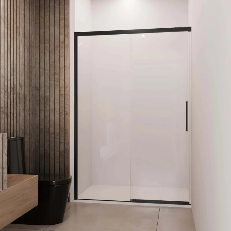 Seizoensaanbieding Porta scorrevole doccia Lux sx nicchia est. 97-100 cm nero trasparente