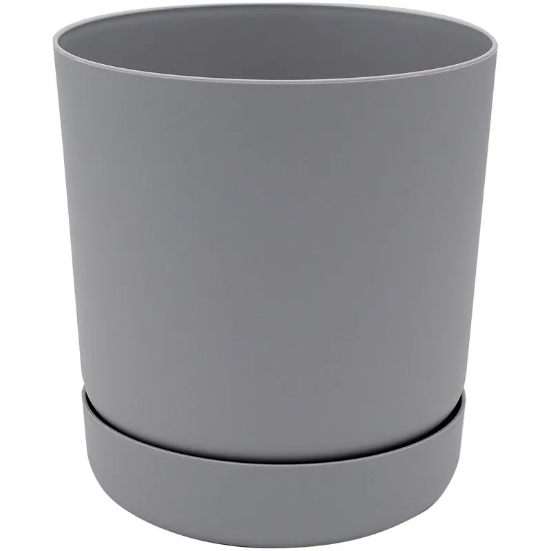 Vaso per piante Santina in palstica con sottovaso ø 17 cm platino Direct Beschikbaar