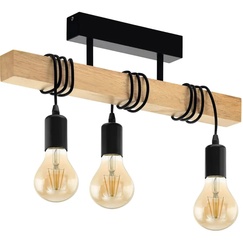 Plafoniera LED Townshend 3 luci E27 da 60W nera H 26,5 Tijdelijk Beschikbaar