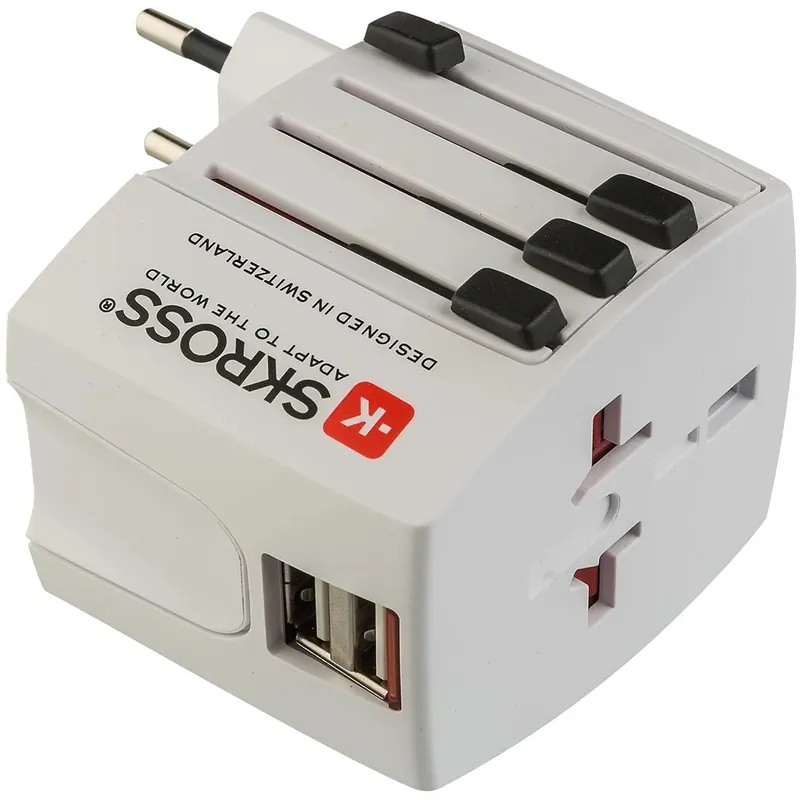 Adattatore da viaggio universale compatto con 2 prese USB 2.1A bianco Bestseller