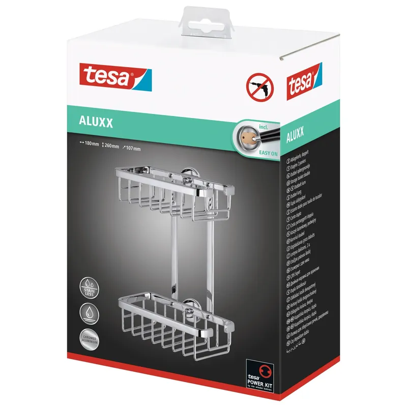 Hete Deal Cesta portaoggetti doccia doppia in alluminio Tesa Aluxx