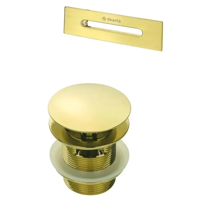 Kit per vasca piletta e tappo troppopieno vasca oro spazzolato Laatste Kans