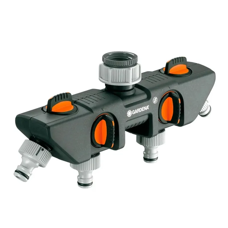 Direct Beschikbaar Distributore a 4 vie Gardena per rubinetti da 33.3 mm (G1") e 26,5 mm (G3/4")
