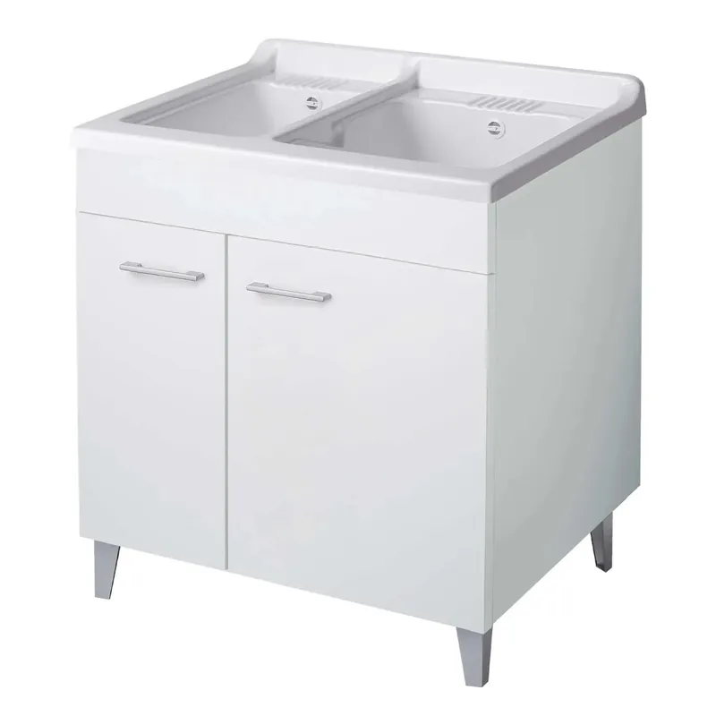 Lavatoio in nobilitato a due vasche bianco 75x60 cm Speciale Aanbieding