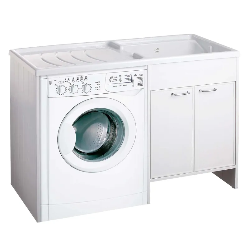Lavatoio con coprilavatrice in pvc con vasca a destra bianco 124x60 cm Goedkoop