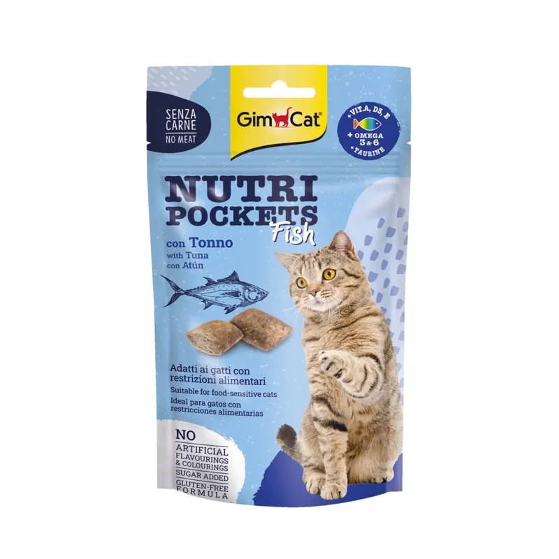 Beste Prijs Bocconcini croccanti per gatti Nutri Pockets FISH con Tonno 60 g