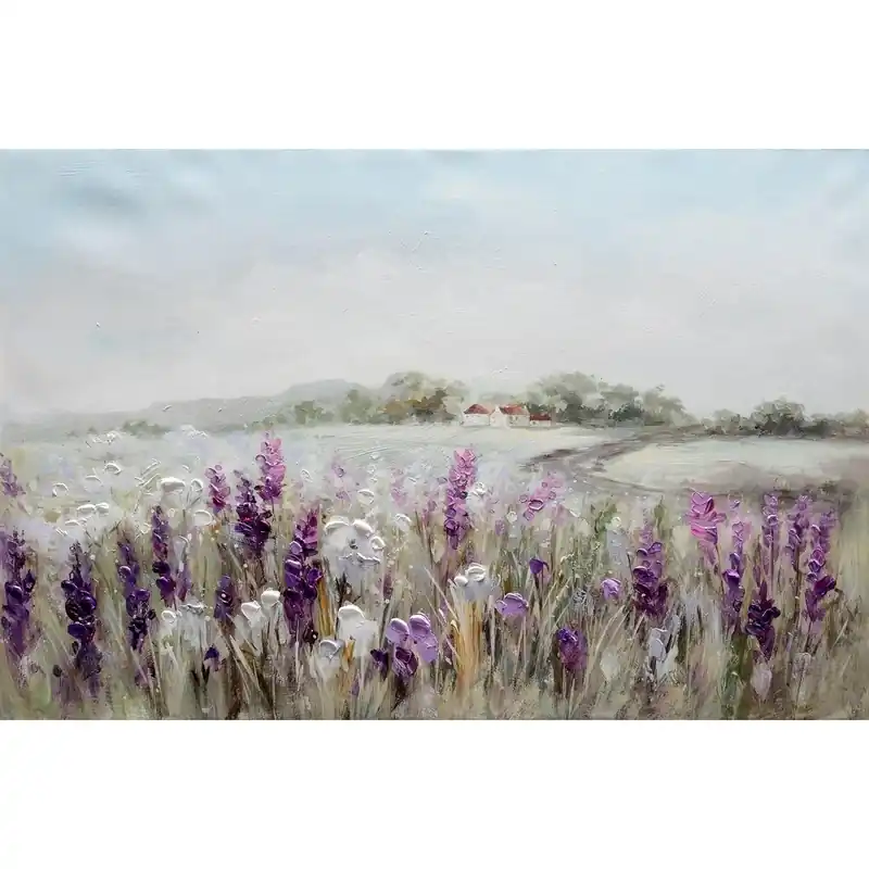 Dipinto su tela soggetto prato di fiori 60x90 cm Betrouwbaar