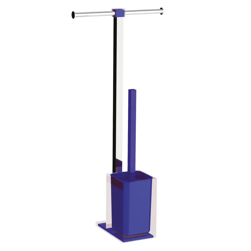 Piantana portarotolo e portascopino bagno Rainbow H 58,8 cm blu Populair