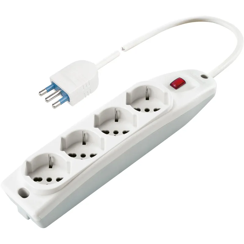 Presa multipla 4 prese pluristandard cavo 1,5 m e interruttore bianca Laatste Kans