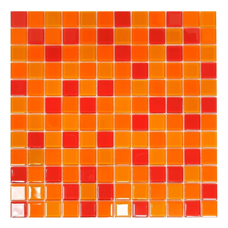 Bestel Nu Mosaico decorativo Crystal red orange 31,6 cm x 31,6 cm