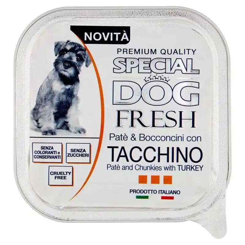 Populair Cibo umido per cani Monge Fresh Paté e Bocconcini tacchino 150 gr