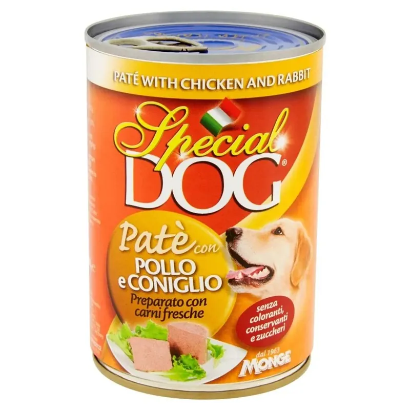 Hete Deal Cibo umido per cani Monge Special Dog patè pollo e coniglio 400 gr