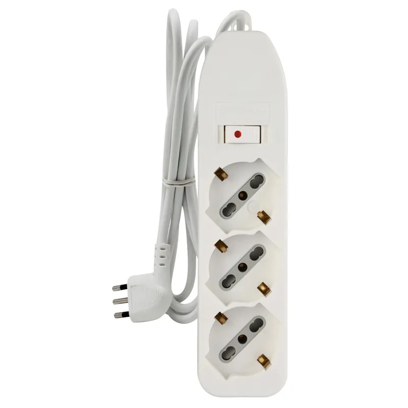 Speciale Aanbieding Ciabatta elettrica 3 prese polivalenti cavo 1,5 m H05VV-F 3G0,75 10A bianco