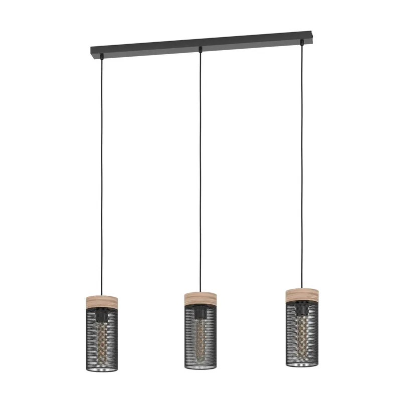 Flitsaanbieding Lampadario a sospensione Eglo Kilnsdale 3 luci L81x11xH110 cm met legno nero mar