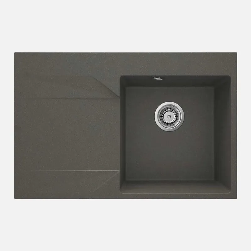 Lavello 1 vasca gocciolatoio sinistra Banes sifone 500x195 mm antracite met Fabrieksprijs