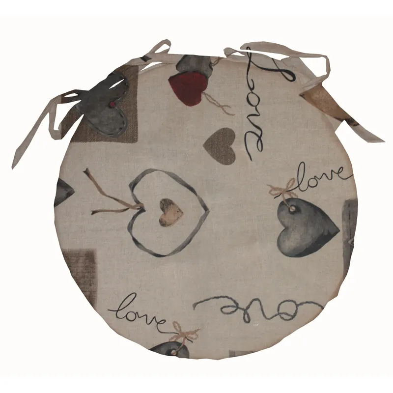Coprisedia trapuntato Ø 40 cm disegno cuori provenza Aanbieding