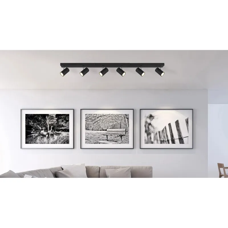 Favoriet Faretto Globo Robby a 6 luci nero opaco 1150x60x120 mm
