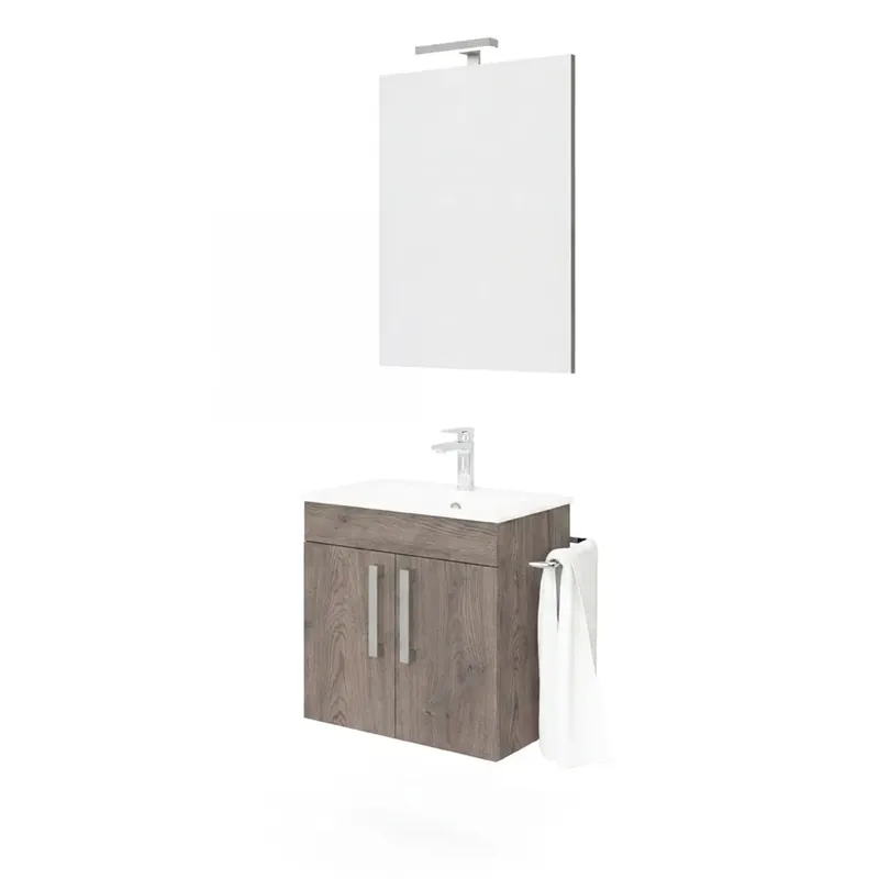 Voordeelprijs Mobile bagno Tims con lavabo e specchio noce