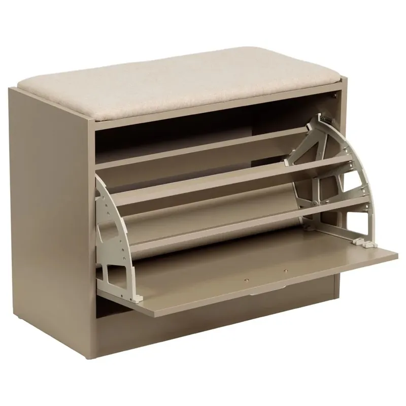 Panca porta scarpe tortora con cuscino beige 80x30x45 cm Weekendaanbieding
