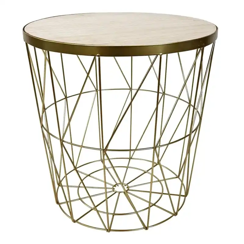 Tavolo contenitore Kaori oro con top MDF Ø38x40 cm Lage Prijs