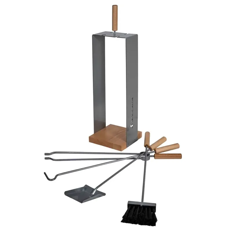 Trespolo per caminetto in ferro con base in legno 19x19xH69 cm Goedkoop