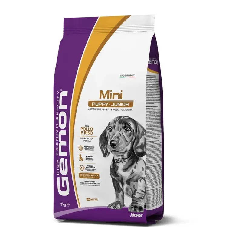 Premium Cibo secco per cani pollo e riso Gemon Mini Puppy e Junior 3 kg