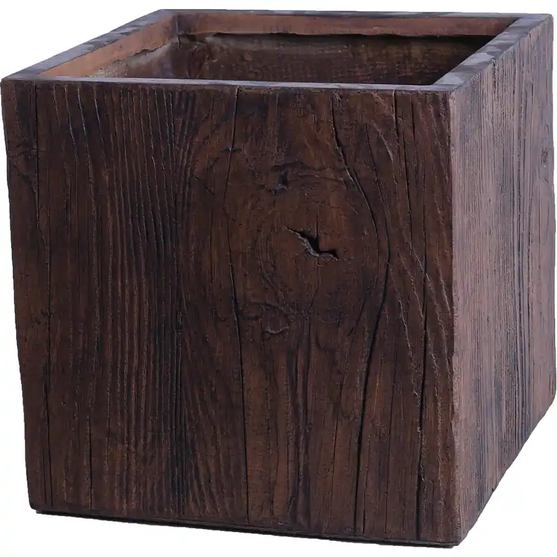 Gratis Retour Fioriera da esterno in fiberclay effetto legno marrone scuro 28,5x30cm