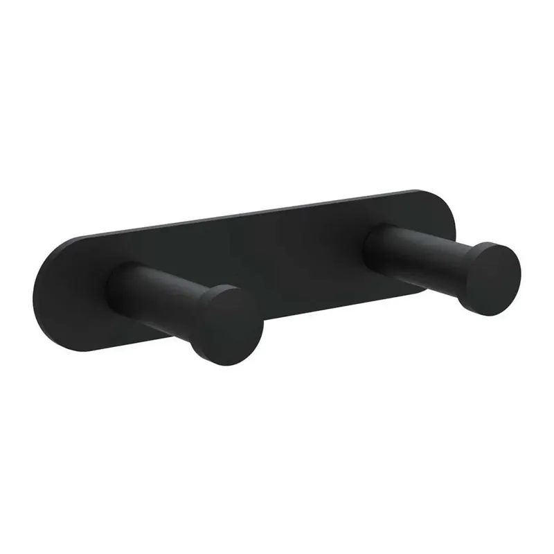 Favoriet Gancio doppio acciaio 304 su piastra Madruga 115 mm nero opaco