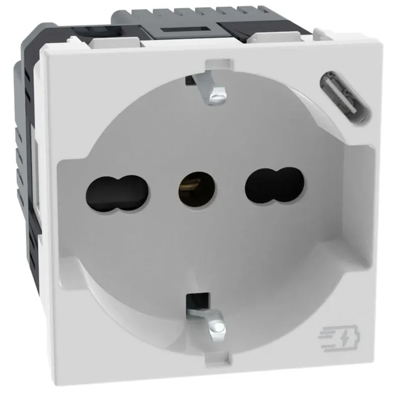 Presa Universale P40 Tedesca e Italiana con Caricatore USB-C colore bianco Beste Prijs