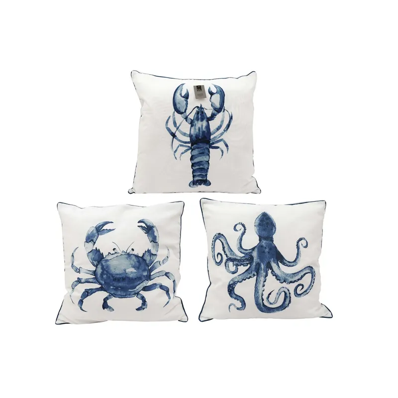 Superprijs Cuscino grande stile marino bianco e blu 60x60x10 cm